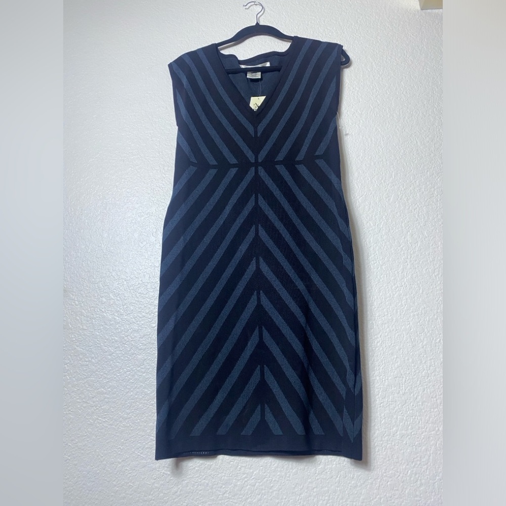 MAX STUDIO STRETCH Geometric Fitted Dress sz L - Picture 2 of 9